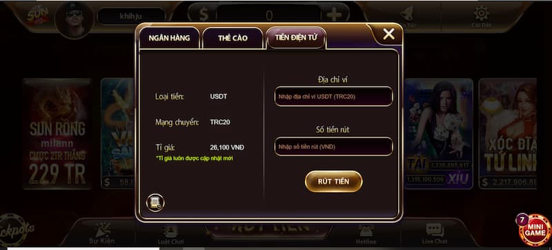 rút tiền Sunwin bằng USDT đơn giản